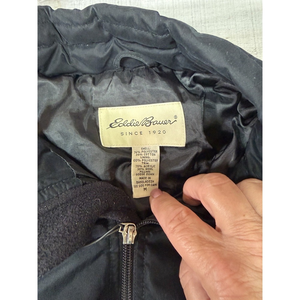 Eddie Bauer Womens M Black Goose Down Puffer Winter Jacket Full Zip Coat - Picture 2 of 11